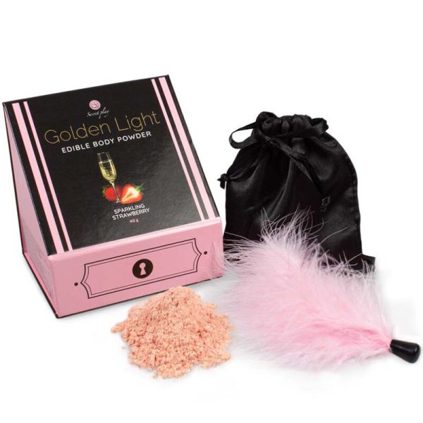 SECRETPLAY - GOLDEN LIGHT KIT POUDRE COMESTIBLE ET PLUME DE FRAISE PÉTILLANTE