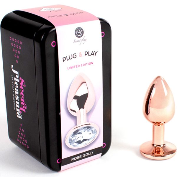 SECRETPLAY - PLUG ANAL EN MÉTAL OR ROSE PETITE TAILLE 7 CM – Image 2