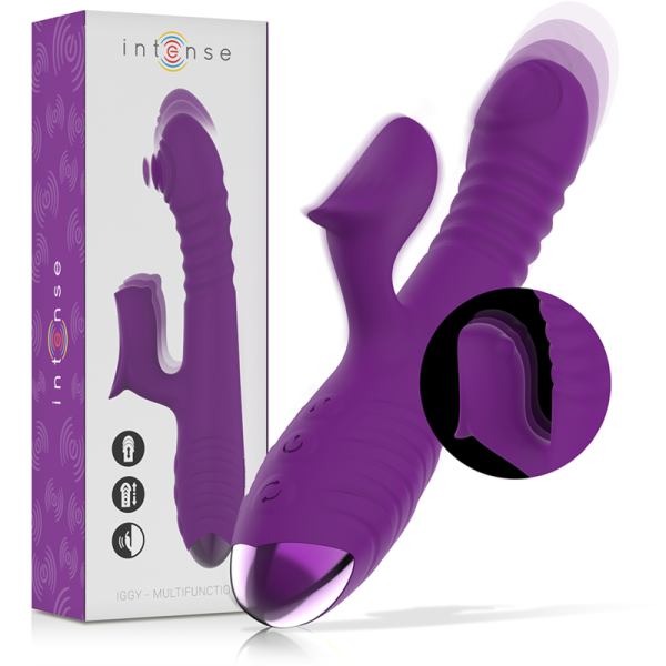 INTENSE - VIBRATEUR RECHARGEABLE MULTIFONCTION IGGY UP  DOWN AVEC STIMULATEUR CLITORAL VIOLET – Image 2