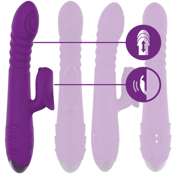 INTENSE - VIBRATEUR RECHARGEABLE MULTIFONCTION IGGY UP  DOWN AVEC STIMULATEUR CLITORAL VIOLET – Image 3