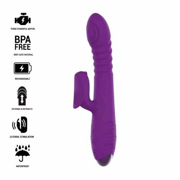 INTENSE - VIBRATEUR RECHARGEABLE MULTIFONCTION IGGY UP  DOWN AVEC STIMULATEUR CLITORAL VIOLET