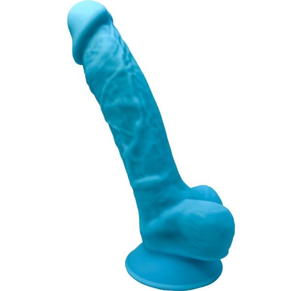 SILEXD - MODÈLE 1 PÉNIS RÉALISTE PREMIUM SILEXPAN SILICONE BLEU 17.5 CM