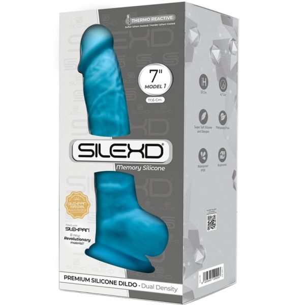 SILEXD - MODÈLE 1 PÉNIS RÉALISTE PREMIUM SILEXPAN SILICONE BLEU 17.5 CM – Image 2