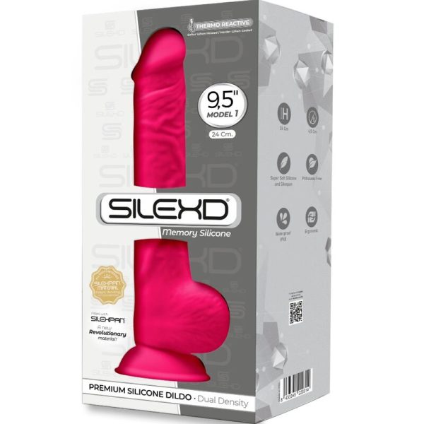 SILEXD - MODÈLE 1 PÉNIS RÉALISTE PREMIUM SILEXPAN SILICONE FUCHSIA 24 CM – Image 3