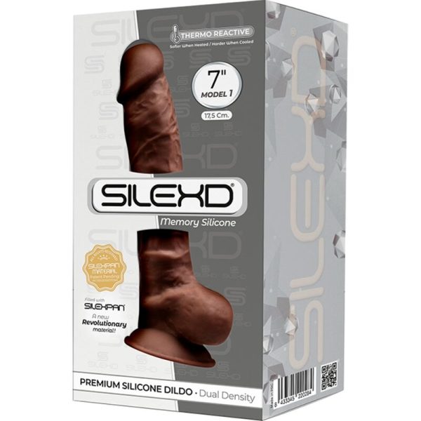 SILEXD - MODÈLE 1 PÉNIS RÉALISTE PREMIUM SILEXPAN SILICONE MARRON 17.5 CM – Image 3