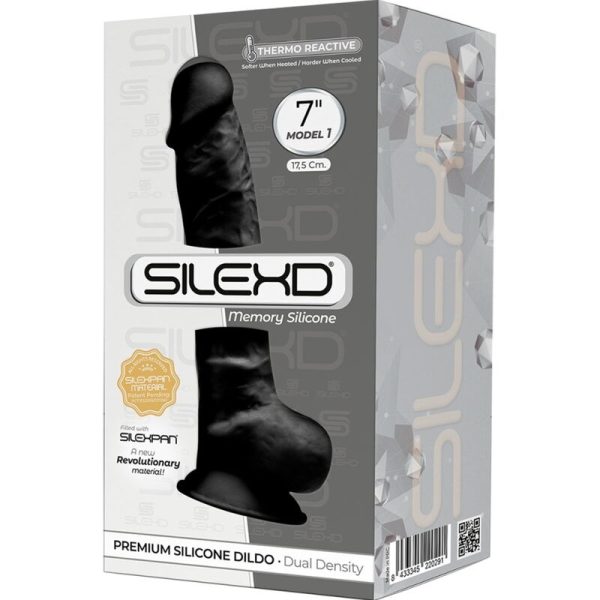 SILEXD - MODÈLE 1 PÉNIS RÉALISTE PREMIUM SILEXPAN SILICONE NOIR 17.5 CM – Image 3