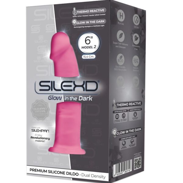 SILEXD - MODÈLE 2 PÉNIS RÉALISTE PREMIUM SILEXPAN SILICONE FLUORESCENT ROSE 15 CM – Image 2