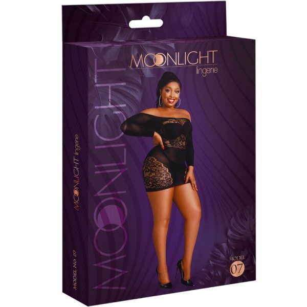 MOONLIGHT - ROBE À MANCHES LONGUES MODÈLE 7 NOIRE GRANDE TAILLE – Image 3