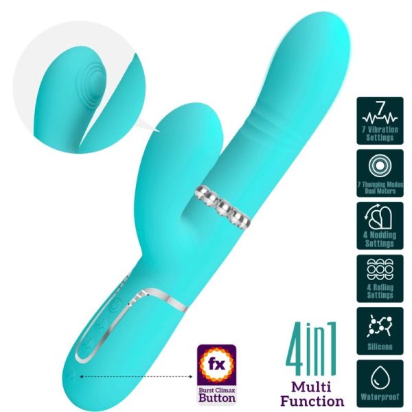 PRETTY LOVE - VIBRATEUR MULTIFONCTION G-SPOT VERT AQUA – Image 3