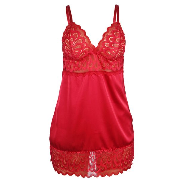 SUBBLIME - BABYDOLL SATINADO CON ENCAJE ROJO S/M – Image 4