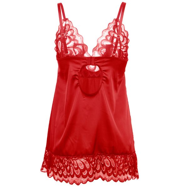 SUBBLIME - BABYDOLL SATINADO CON ENCAJE ROJO S/M – Image 5