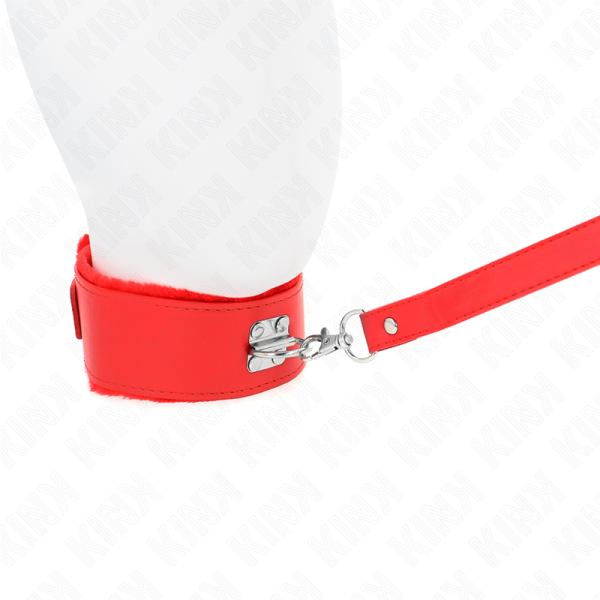 KINK - COLLIER AVEC LAISSE 116 CM AVEC CLOUS ARGENTÉS MODÈLE 4 ROUGE AJUSTABLE 40-48 CM X 6 CM – Image 3