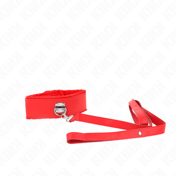 KINK - COLLIER AVEC LAISSE 116 CM AVEC CLOUS ARGENTÉS MODÈLE 4 ROUGE AJUSTABLE 40-48 CM X 6 CM – Image 2