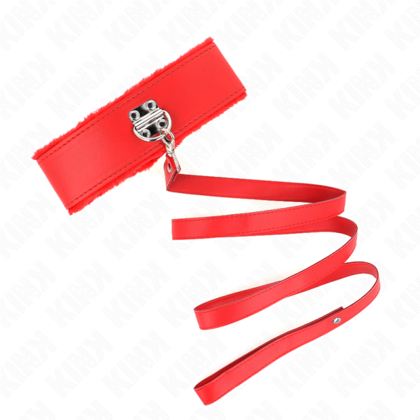 KINK - COLLIER AVEC LAISSE 116 CM AVEC CLOUS ARGENTÉS MODÈLE 4 ROUGE AJUSTABLE 40-48 CM X 6 CM – Image 4