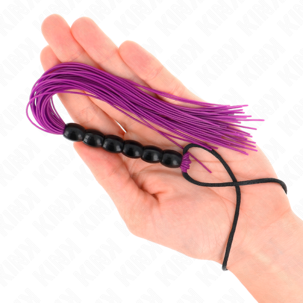 KINK - MINI FOUET EN SILICONE AVEC 6 BILLES VIOLES 26 CM – Image 3