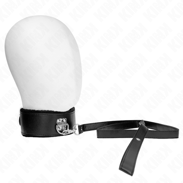 KINK - COLLIER AVEC LAISSE 116 CM AVEC CLOUS ARGENTÉS MODÈLE 4 NOIR AJUSTABLE 40-48 CM X 6 CM – Image 2