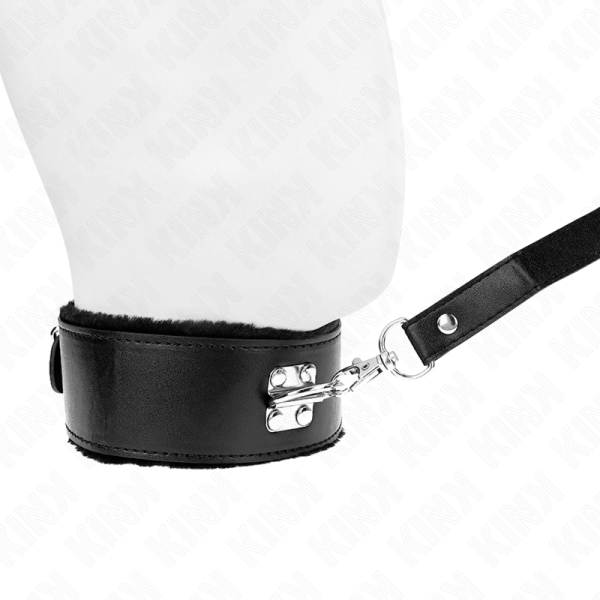 KINK - COLLIER AVEC LAISSE 116 CM AVEC CLOUS ARGENTÉS MODÈLE 4 NOIR AJUSTABLE 40-48 CM X 6 CM – Image 3