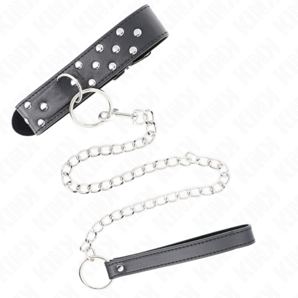 KINK - COLLIER RIVET ANNEAU AVEC CEINTURE 65 CM NOIR AJUSTABLE 36-50 CM X 3,8 CM – Image 4