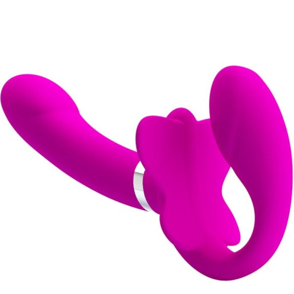 PRETTY LOVE - VIBRATEUR DOUBLE STRAP-ON VALERIE 12 VIBRATIONS VIOLET – Image 2