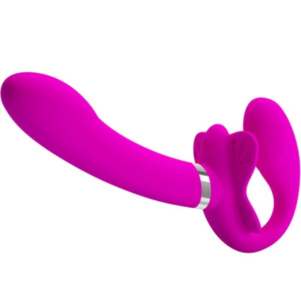 PRETTY LOVE - VIBRATEUR DOUBLE STRAP-ON VALERIE 12 VIBRATIONS VIOLET