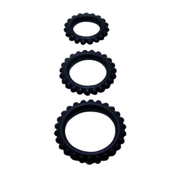 BAILE - TITAN SET 3 PCS COCK RING NOIR 2.8 + 2.4 + 1.9 CM – Image 2