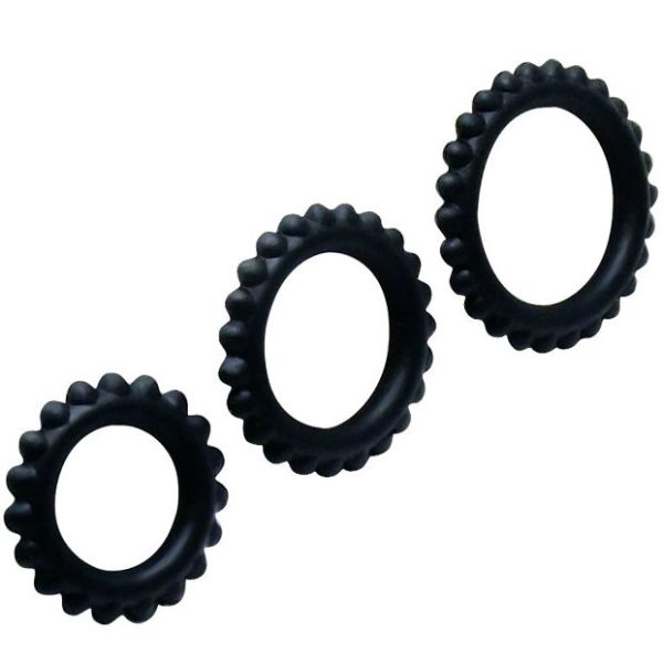 BAILE - TITAN SET 3 PCS COCK RING NOIR 2.8 + 2.4 + 1.9 CM – Image 3