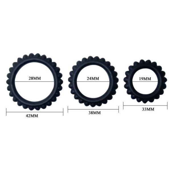 BAILE - TITAN SET 3 PCS COCK RING NOIR 2.8 + 2.4 + 1.9 CM – Image 4