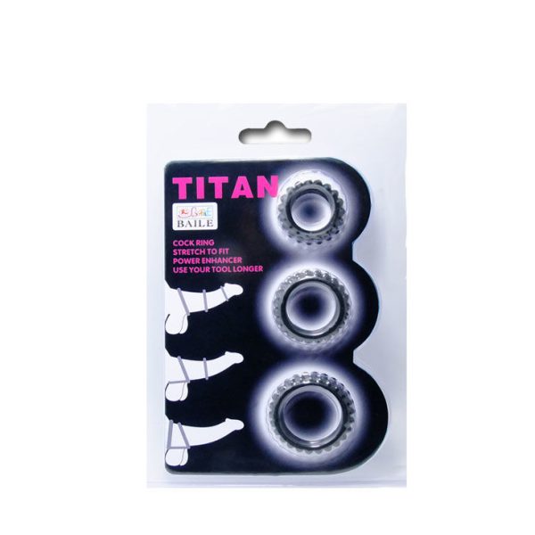 BAILE - TITAN SET 3 PCS COCK RING NOIR 2.8 + 2.4 + 1.9 CM – Image 5