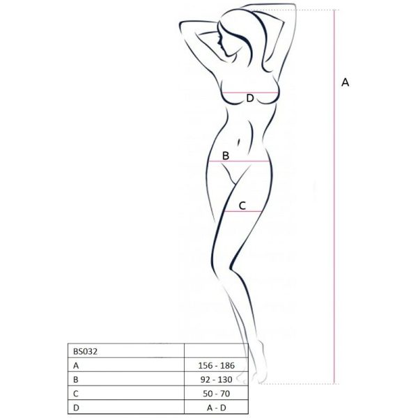 PASSION - FEMME BS032 BODYSTOCKING ROUGE TAILLE UNIQUE – Image 2